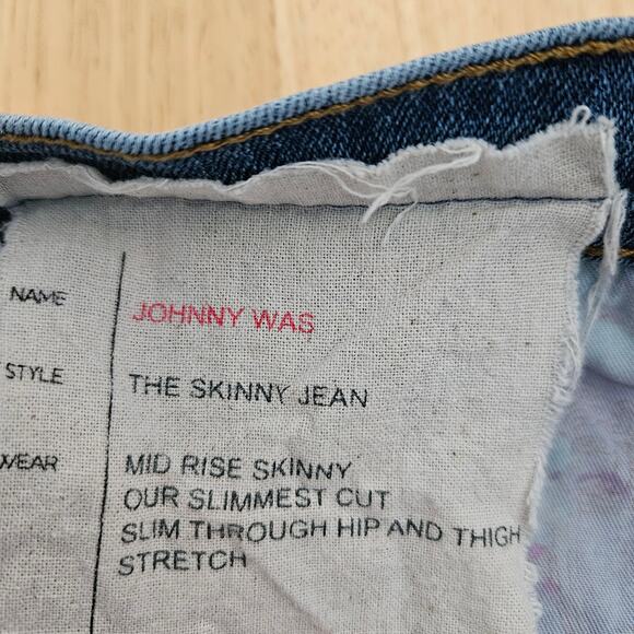 Johnny Was Dallah Embroidered Floral Mid-Rise Skinny Jeans Size 30 EUC - Picture 8 of 11